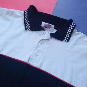 Racewear Checkered Flag Collared Polo Racing Shirt